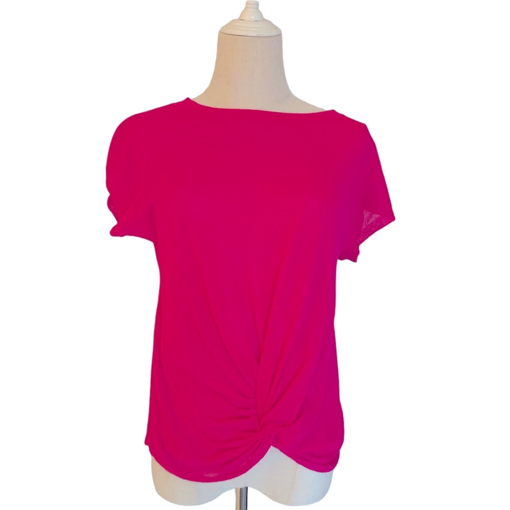 T Tahari Pink Twist Front Top